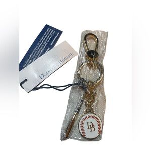 Dooney & Bourke Gold and White Baseball Keychain